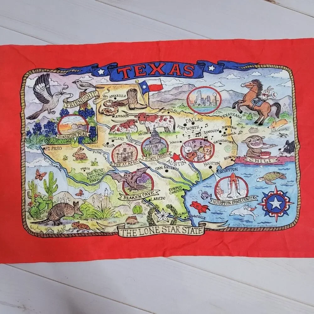 Texas Tapestry Wall Decor Tea Towel, 18.5x28
